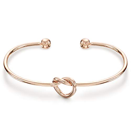PAVOI 14K Gold Plated Forever Love Knot Infinity Bangle Bracelets for Women | Gold Bangle Bracelet for Women - color: Rose Gold