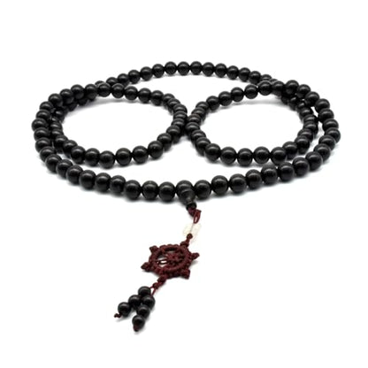 Zen Dear Unisex Natural Ebony Wood Buddhist Prayer Bead Necklace Bracelet Tibetan Prayer Mala Beaded Black - style: 10mm 108beads