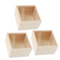 UPKOCH 3pcs Small Acrylic Sliding Lid Storage Boxes with Wood Base, Creative Jewelry and Trinket Organizer for Personal and Office Use, 15x15x8cm