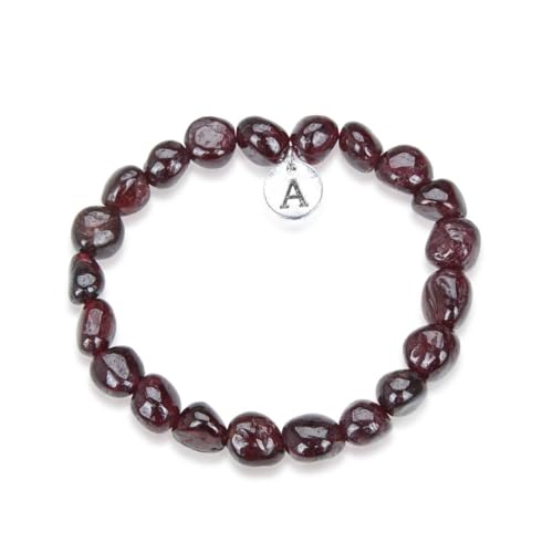 Adabele 1pc Natural Stretch Gemstone Bracelet 7mm-10mm Free Form Bead 7 Inch 7.5 Inch Healing Crystal Engergy Quartz Chakra Jewelry Women Birthday Gift - color: Garnet, size: 7.5 Inch (bead size 7-10mm)