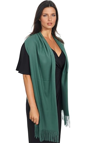 Ocomfly 100% Pashmina Scarf for Women - Premium Womens Scarves - Gift Boxed - Shawls or Wraps - Ultra Soft and Warm - color: Fern Green