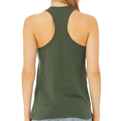 Namaste Print Women's Racerback Tank - Yoga Lover Gift Ideas - Meditation Inspired Present - color: Military Green, size: X-Large