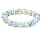 Keleny Semi Precious Stones Natural Gemstones 12mm Round Beads Crystal Stretch Bracelets 7 Inch Unisex - color: Mosaic Mix Shell