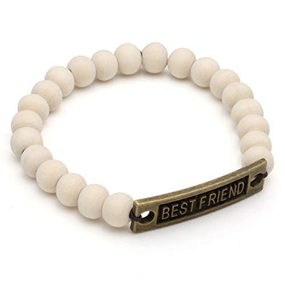 5 Pcs Wood Beads Bracelet for Friendship Distance Bracelet Wristband Best Friends
