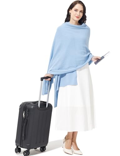 Soft Cashmere Blend Wrap Chic Scarf Stole for Women Wayfarer Travel Extra Large 87"x28" - color: Baby Blue