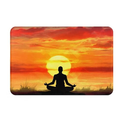 Yoga Meditation Print Flannel Anti-Slip Mat 16x24in Polyester Floor Covering, Full Single-Side Printed - color: Yoga Meditation