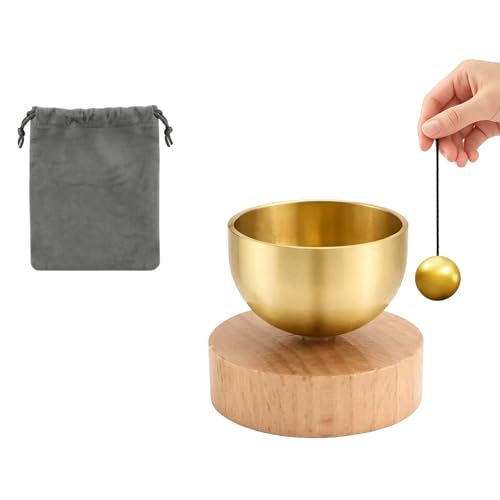 Mini Singing Bowl Set,Portable Brass Meditation Sound Bowl for Yoga,Chakra Healing,Stress Relief & Mindfulness,Self Regulation Tools,Handheld Singing Bowl,Unique Spiritual Gift for Women and Men