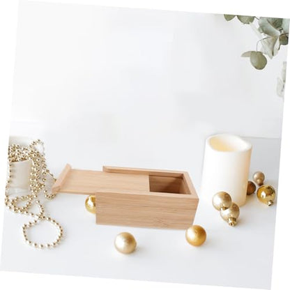 Alipis Rustic Wooden Organizer Box Sliding Lid Retro Craft Storage Container for Jewelry and Small Items Compact and Stylish Wood Keepsake Box for Home Decor