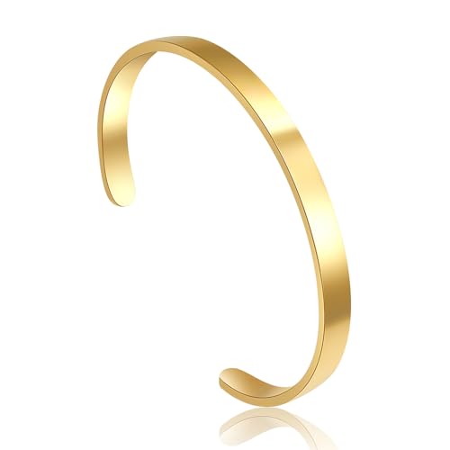 Gold Bangle for Women - 18K Gold Plated Stainless Steel Love Friendship Crystal Bracelets with Cubic Zirconia - color: RR-GOLD