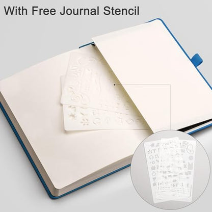 EMSHOI Dotted Journal Notebook, 256 Pages, 120 GSM Thick Paper, A5 Small 5.75"x8.38", PU Leather Hardcover, 5mm Dot Grid Notebook for Journaling, Planning, Drawing, Writing, Light Blue - color: LightBlue, size: A5-Dotted