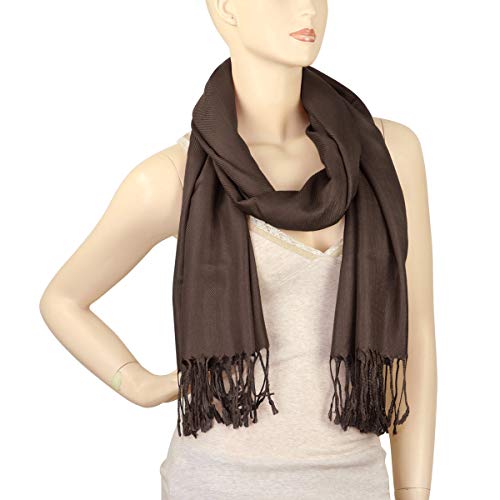 Falari Women's Soft Solid Color Pashmina Shawl Wrap Scarf, for Wedding, Bridesmaid Gifts, Evening Dress - color: Chocolate Brown