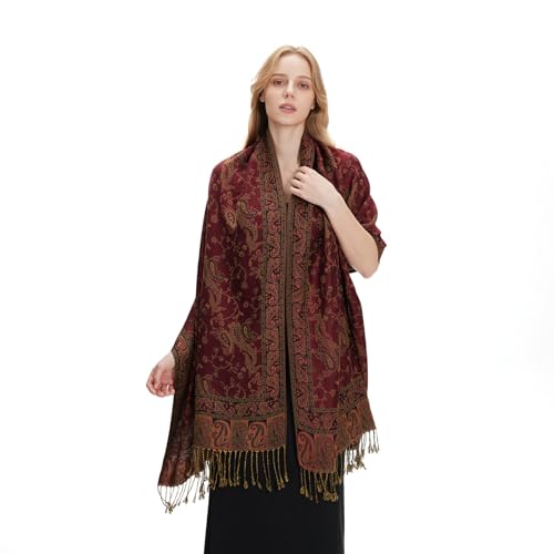 zero season Boho Paisley Pashmina Shawl Wrap Lightweight Scarf for Women, Silky Feel Bohemian Wrap for Travel & Daily Wear