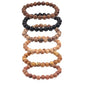 DATOA 6Pcs 8mm Wooden Beaded Stretch Bracelet for Men Women
