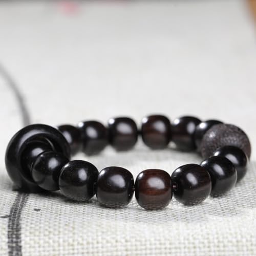 Zen Dear Unisex Natural Ebony Wood Buddhist Prayer Bead Necklace Bracelet Tibetan Prayer Mala Beaded Black - style: 11mmx12mm 16barrel beads