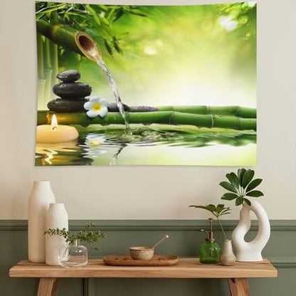 ZhiRain Meditation Tapestry Wall Hanging Zen Garden Pond Flower Pebble Stone Bamboo Stalks Candle Spa Yoga Tapestries Home Decor for Living Room Bedroom Farmhouse Kitchen Dorm 30"x40"