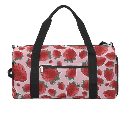 Strawberry Fruit Pink Large Capacity Portable Fitness Bag, Easy to Carry - color: Strawberry Fruit Pink