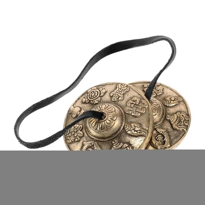 TibetanCymbals Bell – 2.56 Inches Meditation TingshaCymbals, Handheld Metal RitualCymbals, Portable Spiritual Yoga Sound Instrument | Sacred Meditation & Yoga Bell Set for Home Clapping Drumming