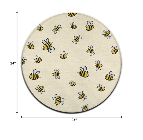 Modern Round Area Rug, Non-Slip Machine Washable Kitchen Office Circle Rug, Room Sofa Yoga Soft Round Carpet Compatible with Cute Bee Pattern 36inch(90cm) - color: Color563, size: 36inch(90cm)