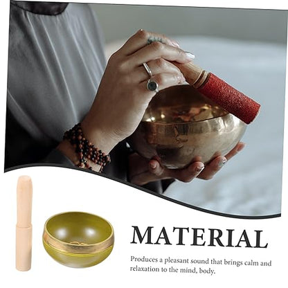 Copper Chime Singing Bowl Metal Meditation Bowl Stick Tibetan for Yoga Mindfulness and Stress Relief
