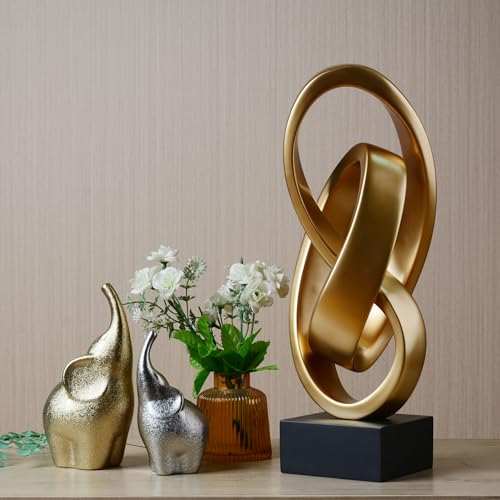 HAUCOZE Modern Abstract Sculpture Art Collectible Statue Home Decor Table Centerpiece Gift for Desktop Bookshelf Polyresin 17.0 Inch