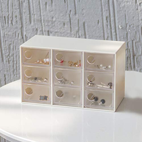 Cabilock 9drawers Mini Jewelry Drawer Organizer Removable for Crafts and Office Supplies White Storage Box for Hair Clips Beads and Items