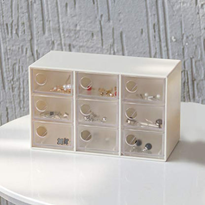 Cabilock 9drawers Mini Jewelry Drawer Organizer Removable for Crafts and Office Supplies White Storage Box for Hair Clips Beads and Items