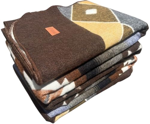 Alpaca Wool Blanket, Throw Size 78 x 47, Reversible 2 in 1, Thick and Ultra Soft, Hypoallergenic, Non-Itchy, Handmade in Ecuador. Premium Alpaca Wool Thtow Blanket for Cozy Comfort. (Brown Coffee) - color: Tungurahua Brown Coffee, size: Throw (47" x 78")