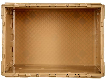 Trusco TR-O50B-A-DNB Thin Folding Container, 11.8 gal (50 L), No Lid, Beige Storage Case, Storage Box - color: beige, style: Locking lid included