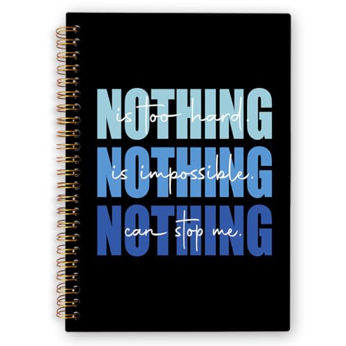Nothing Can Stop Me Inspirational Spiral Notebook, Blue and Black Journaling Notebooks, Affirmation Spiral Journal for Girls Women Men, Motivational Office School Supplies Gifts, 5.5x8.3 In - color: nothing