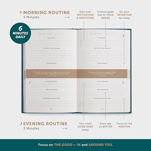 6-Minute Diary – 3-Million-User Gratitude Journal for Women & Men with Prompts – Guided Self Care Book Based on Positive Psychology – Daily Manifestation - color: Petrol