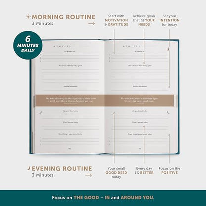 6-Minute Diary – 3-Million-User Gratitude Journal for Women & Men with Prompts – Guided Self Care Book Based on Positive Psychology – Daily Manifestation - color: Petrol