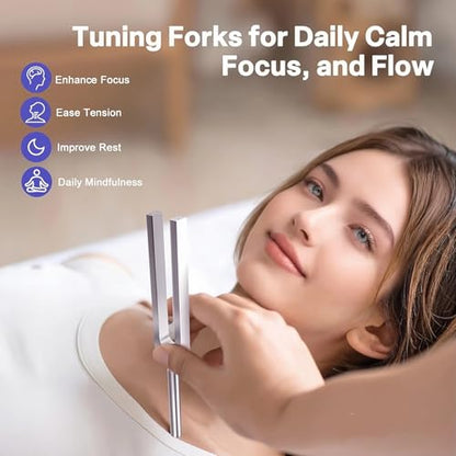 Tuning Fork Set 128Hz,136.1Hz,256Hz,384Hz with Activator Generates Weighted and Unweighted Sounds for Chakra Balancing,Yoga,Meditation and Relaxation