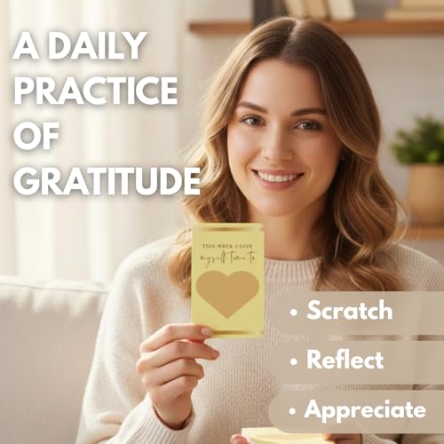 Gratitude Scratch-Off Activity Cards – 52-Week Reflection Deck with Daily Gratitude Prompts for Positivity, Joy & Thankfulness, 4.7 x 2.8 Inches - style: Gratitude