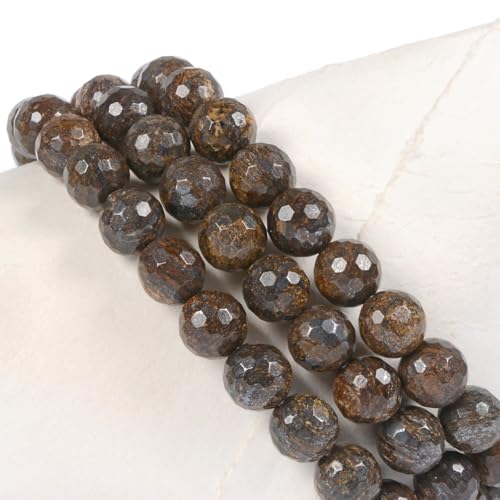 Justinstones Gem Semi Precious Gemstone 8mm Round Beads Stretch Bracelet 7 Inch Unisex - color: Faceted Bronzite