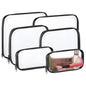 Hoolerry 6 Pcs Hard Clear Zipper Case Transparent Zipper Hard Pouch for Snacks Makeup Bag Plastic Cosmetic Bag Portable Travel Organizer for Makeup Storage(Black,Big,Medium,Small)