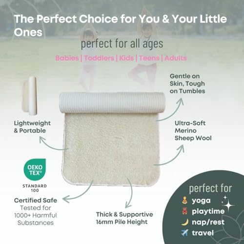 Le Mat Natural Eco Friendly Protective Merino Sheep Wool Soft Meditation Yoga Therapy Exercise Mat - color: Pink, size: Compact