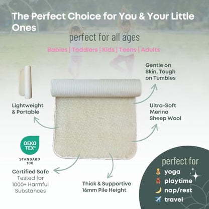 Le Mat Natural Eco Friendly Protective Merino Sheep Wool Soft Meditation Yoga Therapy Exercise Mat - color: Pink, size: Compact