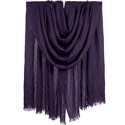 Women Summer Scarfs Large Long Lightweight Linen Beach Gauze Shawl Wrap 75”×43” - color: Purple
