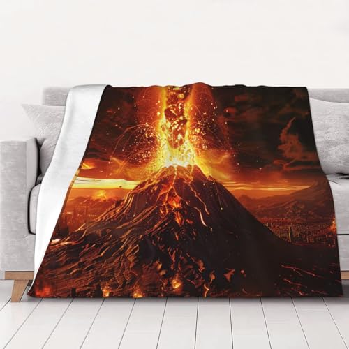 Volcano Prints Throw Blanket (320g Flannel) Anti-Pilling Warm Fuzzy Blankets for Bed Sofa Couch Travel 40x30 Inch - color: Volcano, size: 40x30 Inch