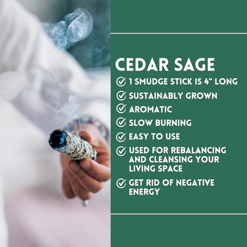 Ancient VEDA Sage Smudge Kit | Cedar, Sweetgrass, & Palo Santo Sticks Smudging Kit for Meditation, Yoga, Reiki, Home Cleansing, & Aromatherapy (Starter Kit, Cedar Sage) - color: Cedar Sage, size: Starter Kit