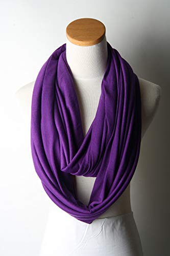 corciova Black Soft Girl Women Infinity Wrap Scarf Stretchy Jersey Knit Sleep Head Circle Scarf Continuous Loop Light Weight - color: 106 Purple
