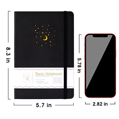 CAGIE 4 Pack Lined Journal Notebooks for Work, Hardcover Notebook Journal with Pen Loop, A5 Leather Notebook Journal Cover, Medium 5.7" x 8.3", (Black Ruled) - color: 4 Pack Black