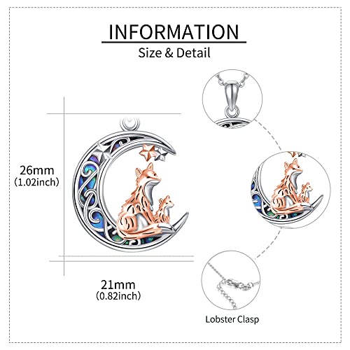 Sterling Silver Cute Animal Pendant Necklace Fox/Snake/Unicorn/Owl on Moon/Rabbit/Horse Necklace Jewelry for Women Mom Sister - style: 2 Fox