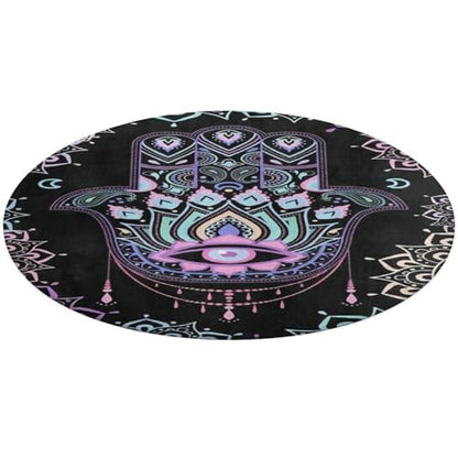 Hamsa Hand of Fatima Meditation Mandala Ultra Soft Non-Slip Area Rugs Indoor Coral Velvet Floor Mat Short Flannel Carpet for Living Room Bedroom Dining Room