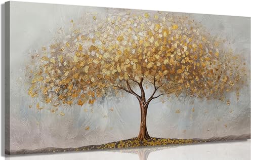 Large Framed Tree of Life Canvas Wall Art Modern Luxury Golden Big Tree Picture Picture Wall Decor for Living Room Poster Prints Artwork Hallway Dining Room Bedroom Office Decoration 40x20in - color: Gold Tree of Life, size: 40"L x 20"W