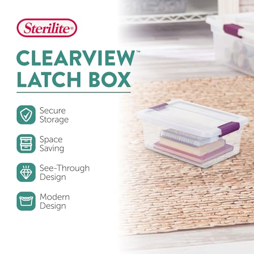 Sterilite 12-Pack ClearView Latch Box, Clear Stackable Organizer Bins with Lids, 6 Qt – Small Plastic Tote Containers for Closet, Office, Bedroom, Shelving Units and Home Storage Organization - size: 12 Pack, style: 6 Quart