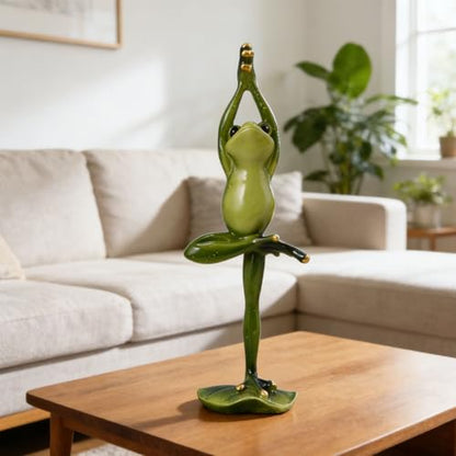Yoga Frog Resin Sculpture - Zen Meditation Decor Figurine, TV Cabinet & Bookshelf Showpiece, Unique Housewarming Birthday Gift Mindfulness Inspired Collectible Statue (Tree Pose Yoga) - color: Tree Pose Yoga