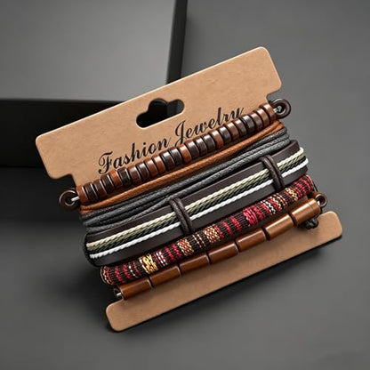Gothic Bracelet Adjustable Punk Braided Leather Multilayer Grunge Set Bracelets Emo Metal Cuff Wrap Bangles Meaningful Gift - color: J-BZ-16