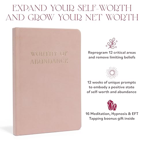 Manifestation Journal - Worthy of Abundance - Manifest Rich Life, Develop Millionaire Money Mindset - Daily Guided Gratitude Luxury Miracle Planner with Prompts for Women & Men Gift - color: Pink