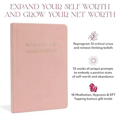 Manifestation Journal - Worthy of Abundance - Manifest Rich Life, Develop Millionaire Money Mindset - Daily Guided Gratitude Luxury Miracle Planner with Prompts for Women & Men Gift - color: Pink